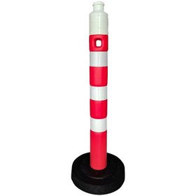 Resim İleri Trafik Kauçuk Tabanlı Kırmızı Uyarı Dikmesi, 3 Reflektifli - 120 x 12 cm 