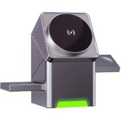 Resim Sunshine022 Silvery 3ü1 Açılır Kablosuz Şarj Manyetik Hızlı Şarj Cihazı Akıllı Telefon Saat 