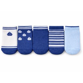 Resim SOLDE SOCKS 5’li Set Yenidoğan Pamuklu Günlük Çorap - Denizci Temalı Desenli & Çizgili, Kaliteli 