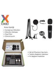 Resim erdem ince müzik merkezi Oxid N8 ve 48V Phantom Podcast Youtuber Ses Kartı Seti 