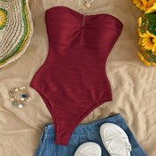 Resim Kırmızı Dokulu Metalik Seksi Bodycon Elbise, Tatil İçin Uygun 