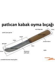 Resim Yıldırım Patlıcan Oyma Bıçağı Kabak Oyma Aparatı Paslanmaz Ahşap Sap İç Boşaltma Bıçak 