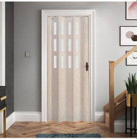 Resim Faran Dekorasyon 160 x 215 Akçaağaç Renk Camlı Pvc Akordiyon Kapı - FRNAKMODEL-0-101 