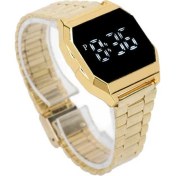 Resim Hanyang Altın LED Elektronik Saat Moda Dikdörtgen Kasa Dokunmatik Ekran Izle Paslanmaz Çelik Kayış Erkekler Kadınlar Için Dijital Spor Izle Öğrenci (Yurt Dışından) 