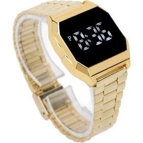 Resim Hanyang Altın LED Elektronik Saat Moda Dikdörtgen Kasa Dokunmatik Ekran Izle Paslanmaz Çelik Kayış Erkekler Kadınlar Için Dijital Spor Izle Öğrenci (Yurt Dışından) 