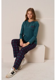 Resim Remsa Kadın Penye Uzun Kol Pijama Takımı 3196 Zümrüt01 Zümrüt01 