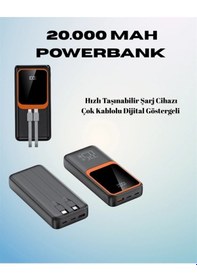 Resim 20000 Mah Powerbank Çok Kablolu, Dijital Göstergeli, Yüksek Hızlı Şarj Cihazı Çok Renkli 