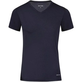 Resim Pierre Cardin 442 Erkek %100 Pamuk Ribana V Yaka Yarım Kol Fanila-lacivert Lacivert 