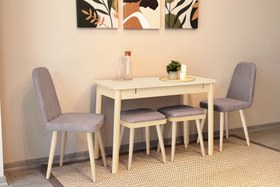 Resim VİNA MİNİ AÇILIR MUTFAK MASA TAKIMI, SEDEF KREM SOHO GRİ 