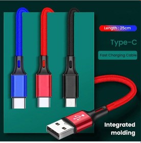 Resim 0.25 M Kısa Usb C Kablosu 3a Hızlı Şarj Tipi C Kablo Taşınabilir Veri Kablosu Black Type C Black Type C 