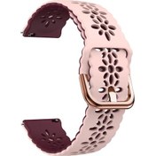 Resim Sunshine022 Pembe Kırmızı 20mm Silikon Kol Saati Kayışı Amazfit Samsung Garmin Huawei Uyumlu 