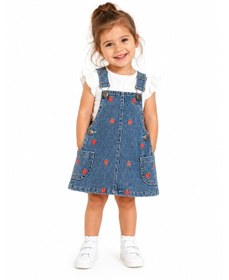 Resim Tucankids Kız Çocuk Çilek Nakışlı Kot Jile Elbise Kot Mavi 