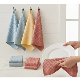 Resim 6lı Mutfak Kurulama Bezi 45x65 Cm Pötikare Desen Çok Renkli 