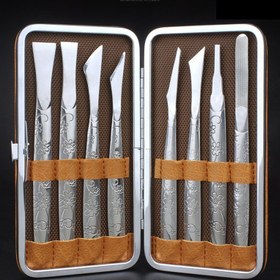 Resim 1Set Premium Suni Deri El Sanatları Bıçak Seti - Keskin Saplı & Çiçek Desenli Paslanmaz Çelik Skiving Araçları, Suni Deri Kılıfı Dahil - DIY Suni Deri Oyma, Kenar Temizleme & El İşi için Mükemmel, Suni Deri İşleme Araçları 