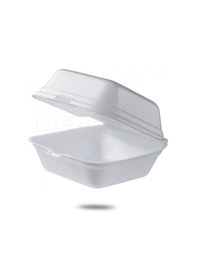 Resim Dağyüce Tek Kullanımlık Köpük Hamburger Kapaklı Kase Kutu - 15x15x8 Cm. - 50 Adet 