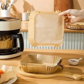 Resim 50 Adet Air Fryer Pişirme Kağıdı Tek Kullanımlık Hava Fritöz Yağ Geçirmez Yapışmaz Kare Tabak Model 