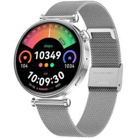 Resim Spovan Papillon Iris AMOLED Ekran Nabız Uyku Takibi Sesli Görüşme Akıllı Saat - Silver 