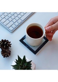 Resim Decorita Cam Bardak Altlığı E Harfli Tasarım 4'lü Takım 10 x 10 CM Çok Renkli 