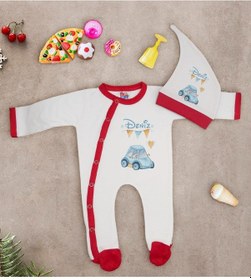 Resim Bk Kids Kişiye Özel İsimli Kırmızı Tulum Zıbın Ve Kukuletalı Şapka Seti-2 Çok Renkli 