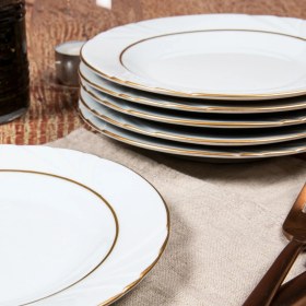 Resim GÜRAL PORSELEN Soprano 6 Adet 16 cm Tatlı Tabağı Mat Altın Yaldız 23 