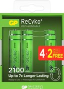 Resim AA 2000 mAh Pro Şarjlı Kalem Pil 4+2li Paket Paket GP210AAHCBR21-2GVPTLB6 GP