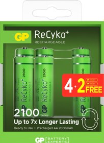 Resim AA 2000 mAh Pro Şarjlı Kalem Pil 4+2li Paket Paket GP210AAHCBR21-2GVPTLB6 GP