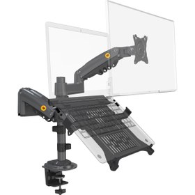 Resim NB H180-FP Çift Kol Amortisörlü Monitör Tutucu ve 10"-17" Laptop Standı 