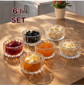 Resim Porsima Ryg8068 Tulin 6lı Cam Kase Puding Tatlı Ve Dondurma Kasesi Kahvaltılık Kase Seti Çerez Kasesi 5x9cm Şeffaf 