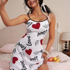 Resim Kadınların Baskılı Kolsuz Gecelik - Yumuşak ve Rahat Volanlı Uç, Bağcıklı Tasarım, Hafif Polyester Karışımı için Bahar Yaz Sonbahar, Rahat Rahat Giyim ve Uyku Giyim için Mükemmel 
