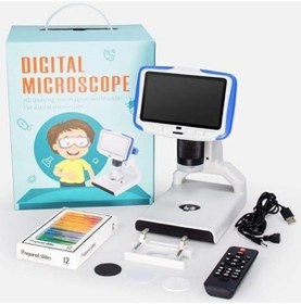 Resim Dijital Masaüstü Mikroskop Kumandalı 2 Mp 5 İnç Lcd Ekran 8 Led Işık Biyolojik Mikroskop Hassas Görüntü 