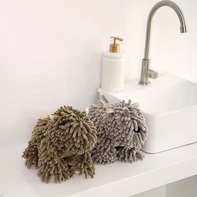 Resim 1 adet Sevimli Karikatür Köpek Şeklinde El Havlusu, Süper Emici Chenille Mutfak Banyo El Havlusu Topu, Polyester 100.00%, Modern Tarz, Hayvan Teması, Banyo El Havlusu | Eğlenceli Tasarım | Süper Emici Kumaş 