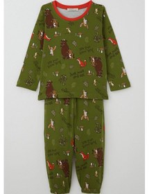 Resim Breeze Erkek Bebek Pijama Takımı The Gruffalo Desenli 9 Ay-3 Yaş, Haki Yeşil Haki Yeşil 