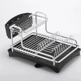 Resim Storemax 2 Katlı Alüminyum Bulaşıklık 30X42X25 cm - Su Tahliyeli, Paslanmaz Tezgah Üstü Kurutma Rafı | Çatal Kaşık Bardak ve Tabak Düzenleyici 