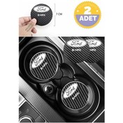 Resim Ford B-max Siyah Karbon Bardak Altlığı 2 Adet Ford Logolu B-max Yazılı 7 Cm İçin Özel Tasarım 2 Adet 
