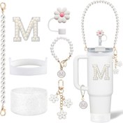 Resim 7 adet 30oz/40oz Bardaklar için Tumbler Aksesuar Seti, Çinko Alaşımlı ve Silikon, İnci Sap Askısı, İlk Sticker, Çiçek Pipet Üstü, Kapak ve Şans, Sevgililer Günü, Kadınlar Günü, Şükran Günü, Noel, Yeni Yıl Hediyesi için İdeal 