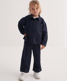 Resim Unisex Çocuk Dökümlü Pamuklu Düğmeli Pantolon Lacivert - 3-4 Yaş 