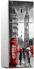 Resim Buzdolabı Sticker Kaplama Dolap Kaplama Etiketi Londra Yağlıboya 