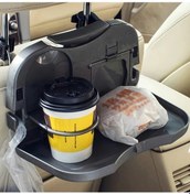 Resim Xuweiwei Siyah Car Folding Table Araç Katlanır Masa Arka Koltuk Küçük Masa Saklama Askılı İçecek Yemek Tepsili 