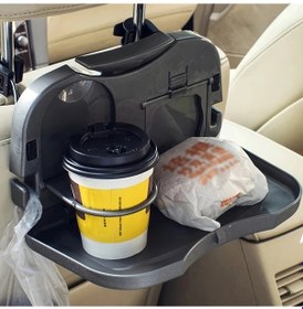 Resim Xuweiwei Siyah Car Folding Table Araç Katlanır Masa Arka Koltuk Küçük Masa Saklama Askılı İçecek Yemek Tepsili 
