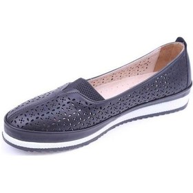 Resim Sdf 700-24 Baskı Deri Trend Fashion Kadın Ayakkabı Siyah 