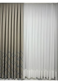 Resim Mavi Etek Desen Vizon Zemin Fon Perde 1/2,5 Orta Pile Vizon-mavi 