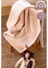 Resim Fluffy Bebek Battaniyesi 80x100 Solid Bej Düz Kundak Puset Çift Taraflı Koyun Tüyü Battaniye 100x80 