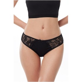 Resim Malabadi Kadın Siyah 3 Lü Paket Pamuk Elastan Dantelli Slip Külot 149 Siyah 