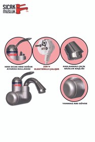 Resim Sıcak Musluk Elektrikli Ani Su Isıtıcı Termal Şofben Musluk Duvara Monteli Dsg-5s 