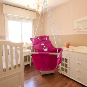 Resim Pekso Ahşap Bebek Çocuk Salıncak Fuşya Pembe 