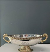 Resim Lamedore Black Pearl Halat Desenli Kulplu Dekoratif Küçük Kase 35x17x15 Cm 