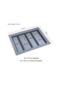 Resim Çekmece Içi Kepçelik 62 49 Cm 57,5 40 Cm'e Kadar Kısaltılabilir Gri 