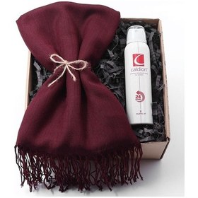 Resim Mürdüm Renk Şal & Kadın Deodorant Hediye Seti 