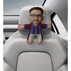 Resim Bk Gift Kişiye Özel Bordo Mavi Futbolcu Tasarımlı Araç Koltuk Bebek Yastığı-1 