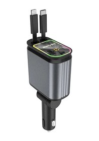 Resim 4 Ü 1 Arada Çift Usb Bağlantı Çakmaklık, Type-c Hızlı Şarjlı 66w,geri Çekilebilir Araç Telefon Şarj Cihazı 